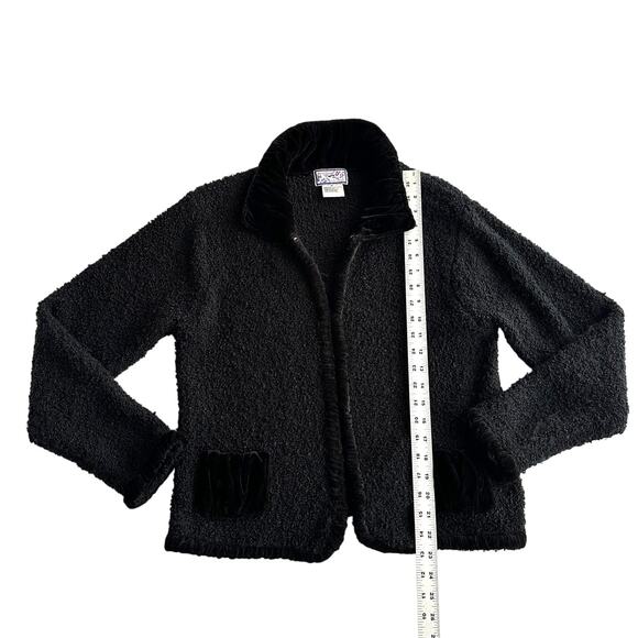 April Cornell Velvet Trim Boucle Cottage Black Jacket M - Picture 7 of 9